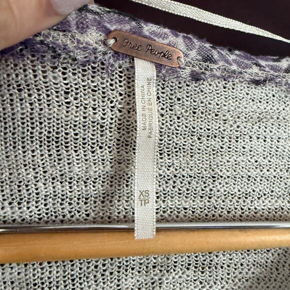 FREE PEOPLE | Cream Linen Blend Lightweight Sweater with Gauze back & cuffs | XS - Picture 3 of 9